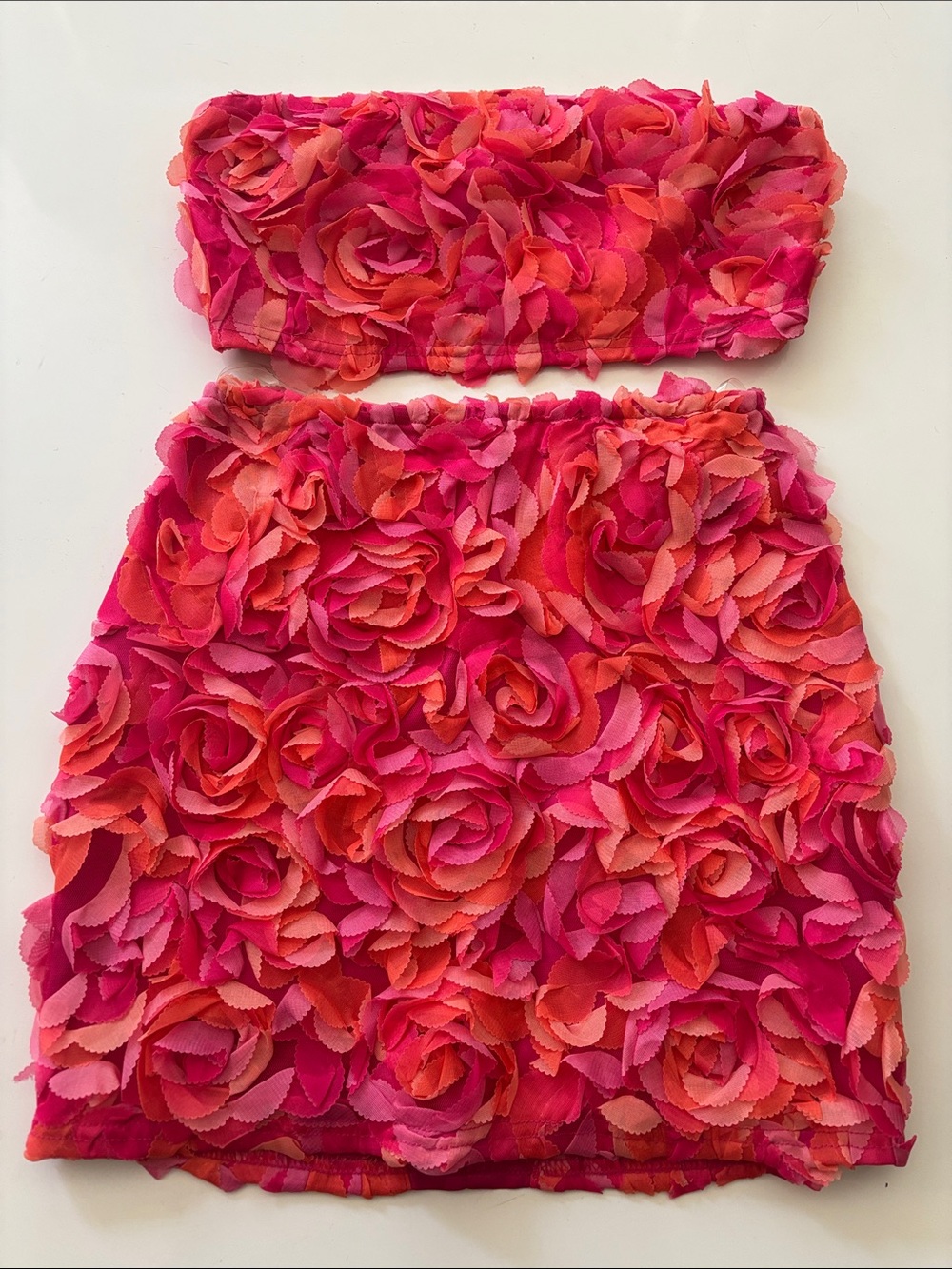 privy Pink and Orange Rose-Appliqué Skirt Set